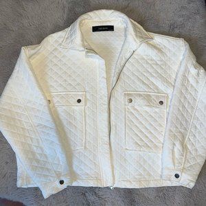 ZARA White Diamond Oversized Women Jacqaurd Jacket Shacket Size L